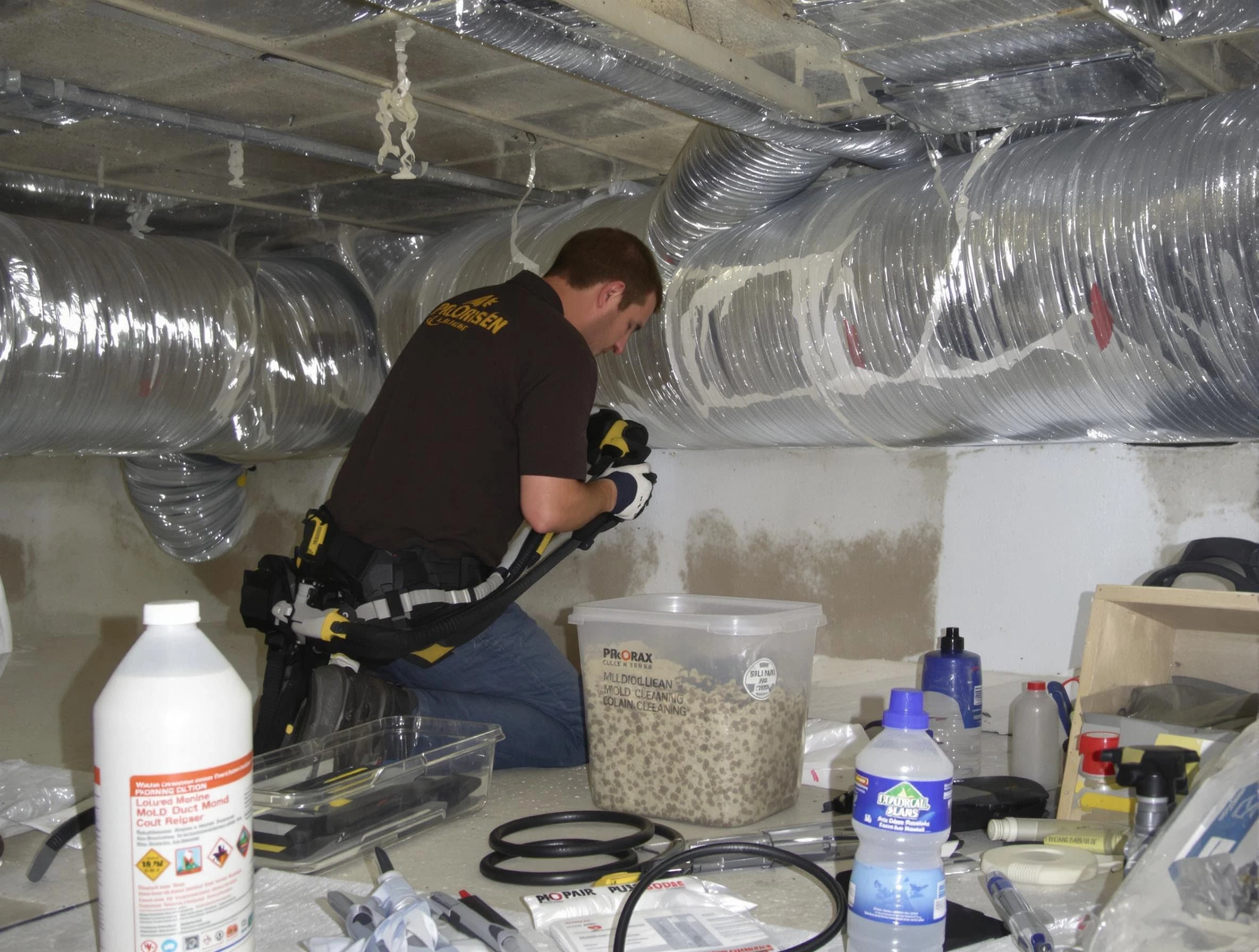 Midvale Air Duct Cleaning specialist performing professional mold removal from air ducts in Midvale