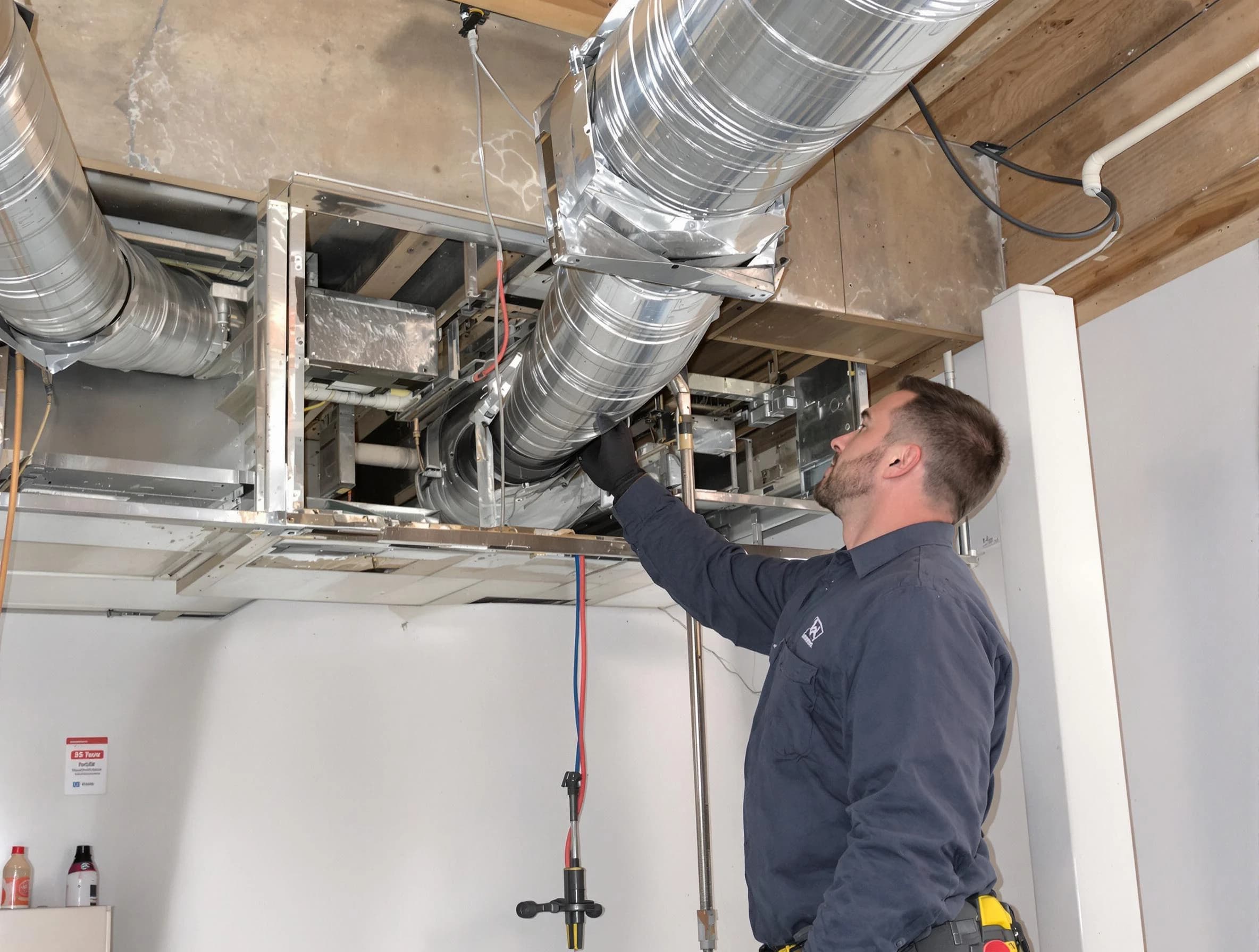 Midvale Air Duct Cleaning technician performing professional air duct repair using specialized tools in Midvale