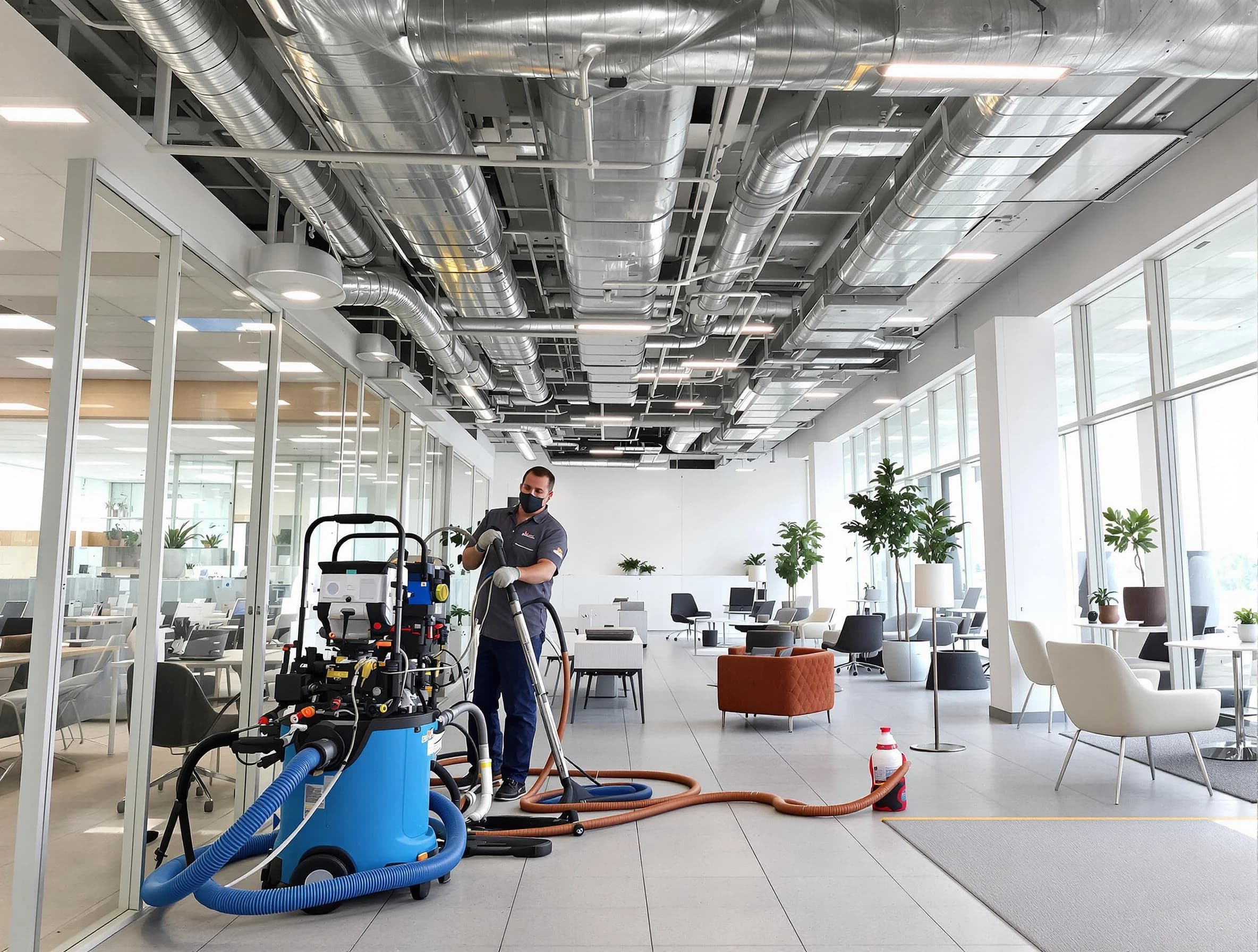 Midvale Air Duct Cleaning team conducting comprehensive commercial duct cleaning at a business location in Midvale