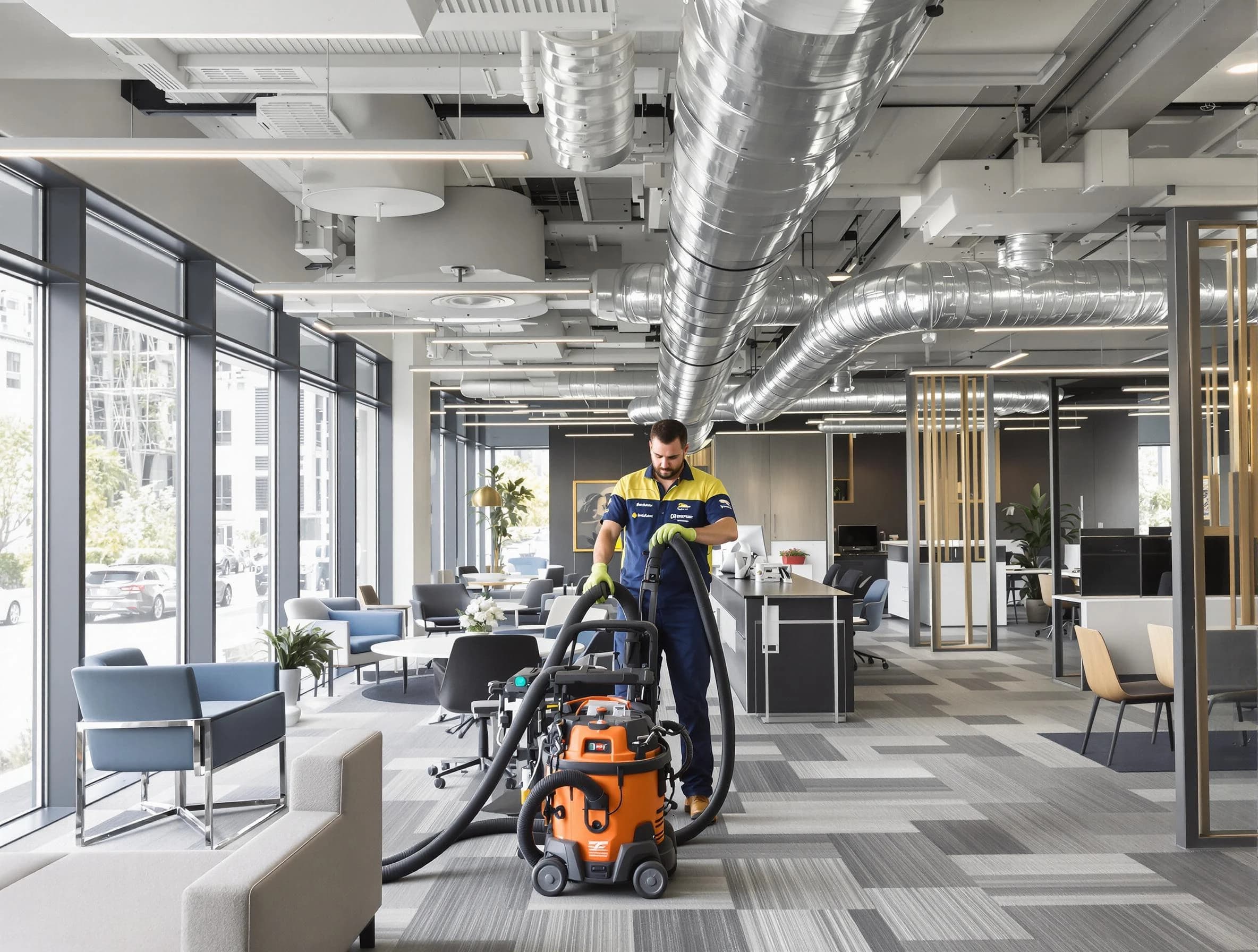 Midvale Air Duct Cleaning team performing thorough commercial duct cleaning at a Midvale business center