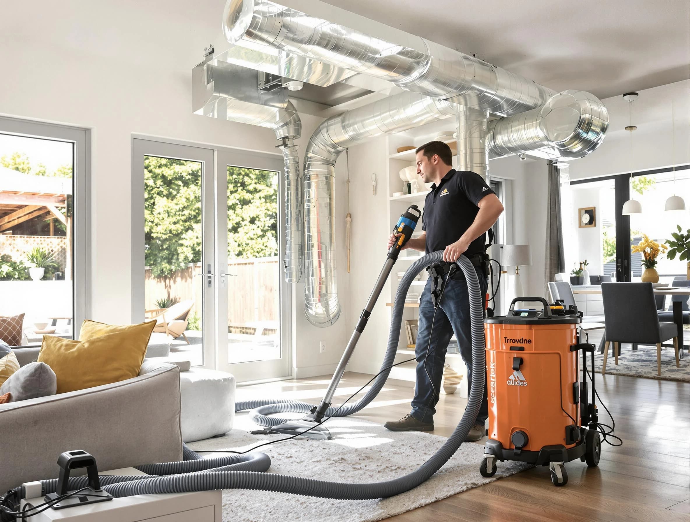 Midvale Air Duct Cleaning specialist performing thorough residential duct cleaning using advanced equipment in Midvale