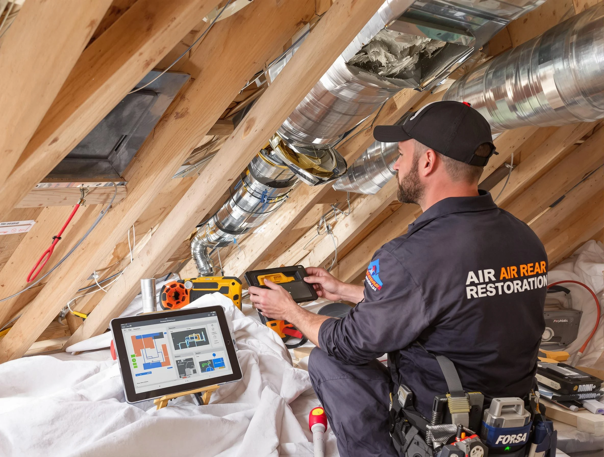 Midvale Air Duct Cleaning technician performing precise duct repair work in Midvale