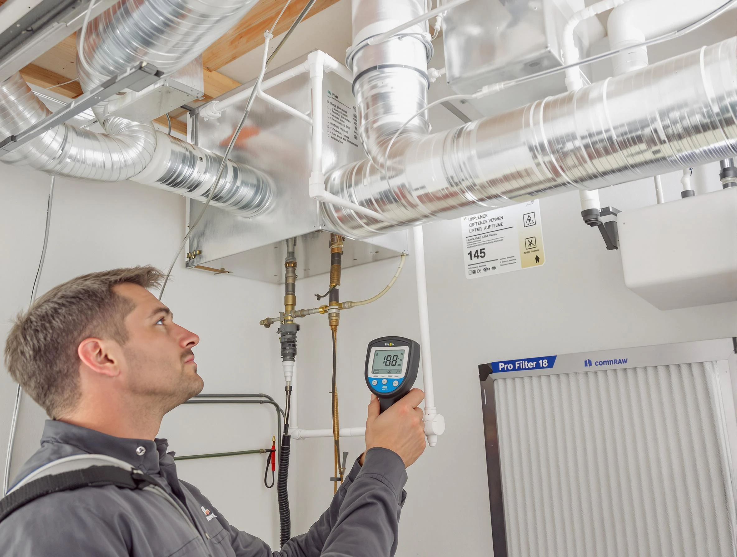 Midvale Air Duct Cleaning expert conducting detailed filter system inspection using diagnostic tools in Midvale